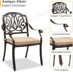 VINGLI 5-Piece Outdoor Patio Dining Set, Cast Aluminum All-Weather Outdoor - Image 4