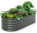A ANLEOLIFE 8x4x2ft Galvanized Raised Garden Bed Kit, Oval Metal Deep Root by AAnleolife