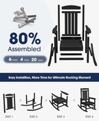 KINGYES Outdoor Rocking Chair Set of 4, High Density Polyethylene Patio Rocking - Image 4