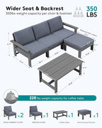 SERWALL Outdoor Sectional Sofa Set, 5-piece Outdoor Modula Couch Set - Image 2