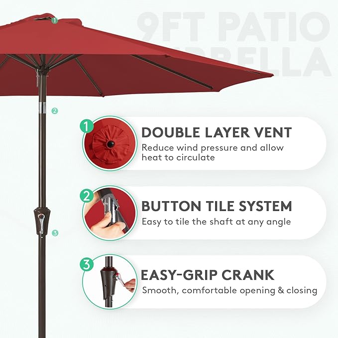 JEAREY 9FT Outdoor Patio Umbrella Outdoor Table Umbrella - Image 2