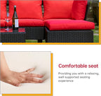 FDW Patio Furniture Sets 5 Pieces Outdoor Wicker Conversation Set Sectional - Image 3