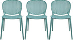 2xhome Set of 3 Patio Dining Chairs | Modern Stackable Outdoor Pool Side Chair by 2xhome