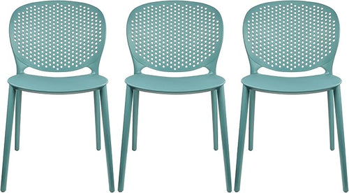 2xhome Set of 3 Patio Dining Chairs | Modern Stackable Outdoor Pool Side Chair by 2xhome