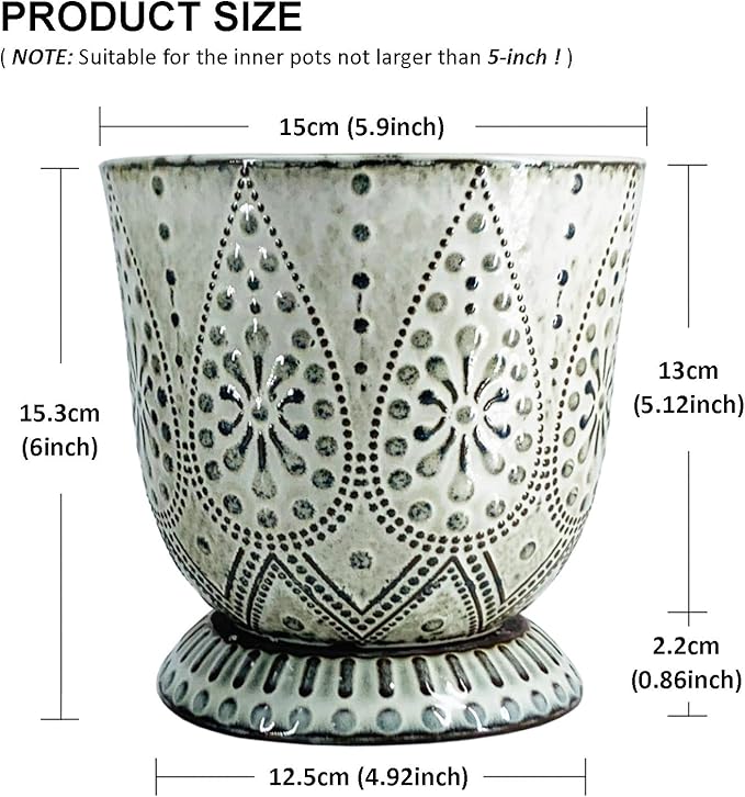 Gepege 6 Inch Beaded Ceramic Planter Set of 2 - Image 3