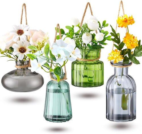 4 Pcs Stained Glass Hanging Vases Hanging Glass Planters Small Plant Terrarium by Wonderjune