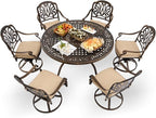 7-Piece Cast Aluminum Patio Furniture, Patio Dining Set by Unknown