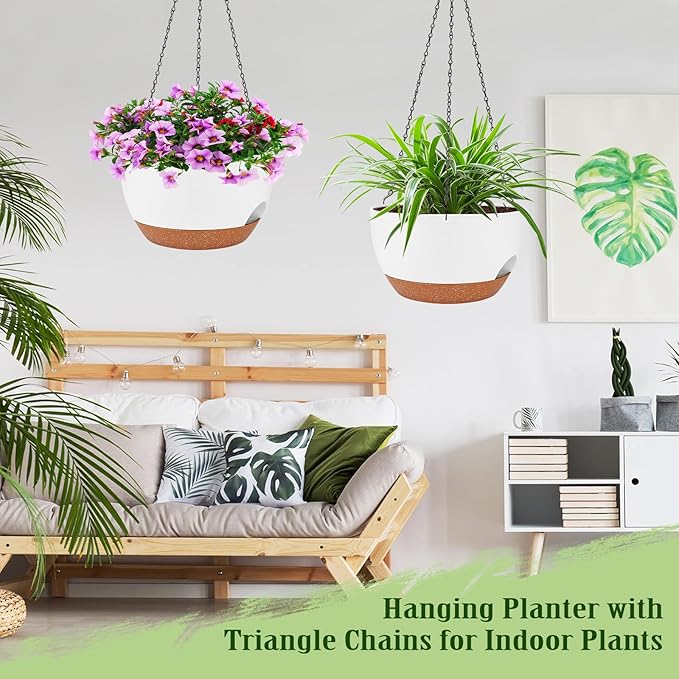 Hanging Planters for Outdoor Indoor Plants, 2 Pack 10 Inch Hanging Basket - Image 5
