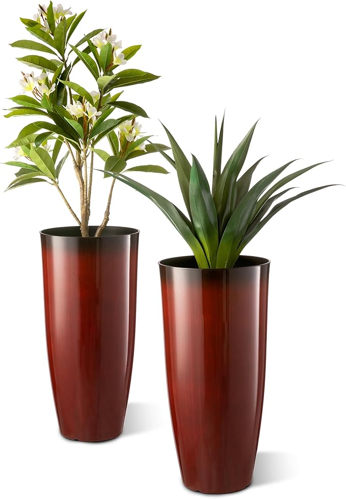 Glitzhome 30" H Oversized Tall Planter, Gradient Red Faux Ceramic Finish - Image 9