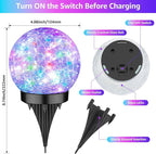 2-Pack Garden Solar Lights Outdoor, Colored Cracked Glass Ball Light Waterproof - Image 8