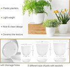 Macrame Plant Hangers with Pots and Saucers, 3 Pack Hanging Planters - Image 5