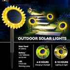 Outdoor Solar Lights, 6 Pack Led Solar Sunflower Lights, Stake/Wall 2-in-1 - Image 4