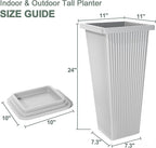 Tall Outdoor Planters Set of 2, Large Indoor Modern Planter Flower Pots - Image 2