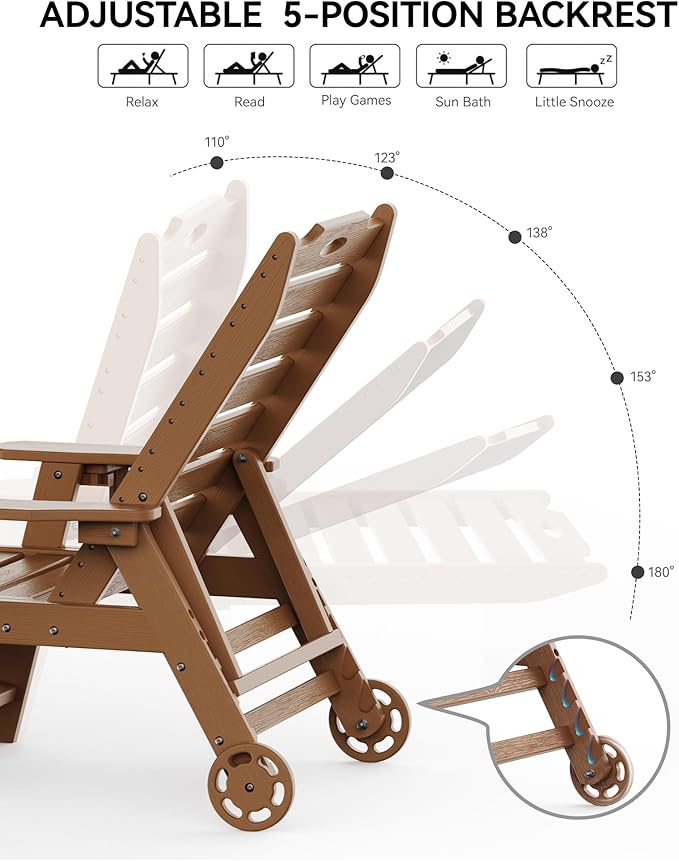 Carauci Lounge Chair Outdoor, HDPE Chaise Lounge - Image 5