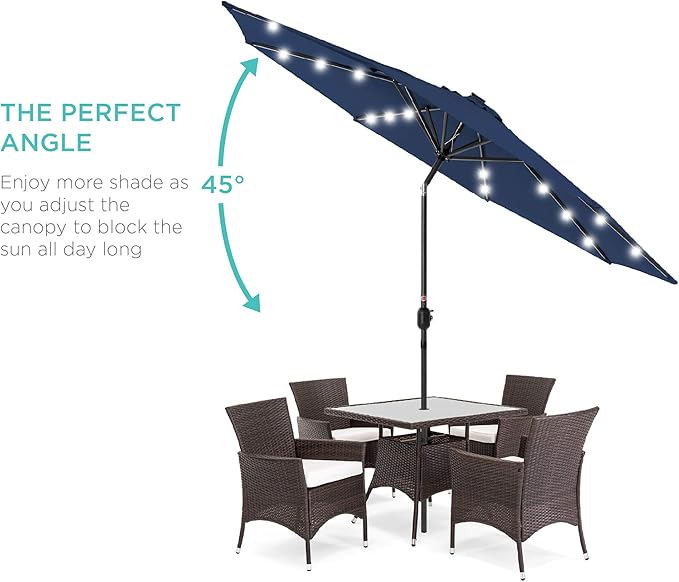 Best Choice Products 10ft Solar Polyester LED Lighted Patio Umbrella w/Tilt - Image 2