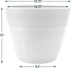 PSW Pot Collection 16-inch Plastic/Stone/Wood Composite Large Ribbed Planter – - Image 4