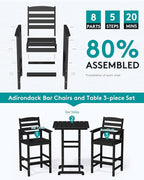SERWALL Balcony Adirondack Chairs and Table 3 Pieces Set, Adirondack Bar Height - Image 5