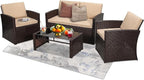 4-Piece Patio Furniture Set, Wicker Outdoor Rattan Sectional Sofa by KROFEM