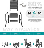 SERWALL Outdoor Rocking Chair Set of 4, Oversized HDPE Patio Rocking Chair - Image 8