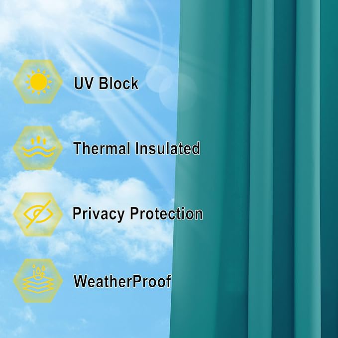 NICETOWN Outdoor Curtainch for Patio Waterproof 100 inch Wide, Thermal - Image 7