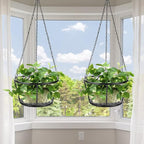 ARTORA 2 Pack Metal Plant Hanger, Modern Plant Hanging Basket Decorative Black - Image 4