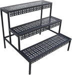 aboxoo 3 Tier Stair Style Large Metal Plant Stand, Garden Display Shelf Flower by aboxoo