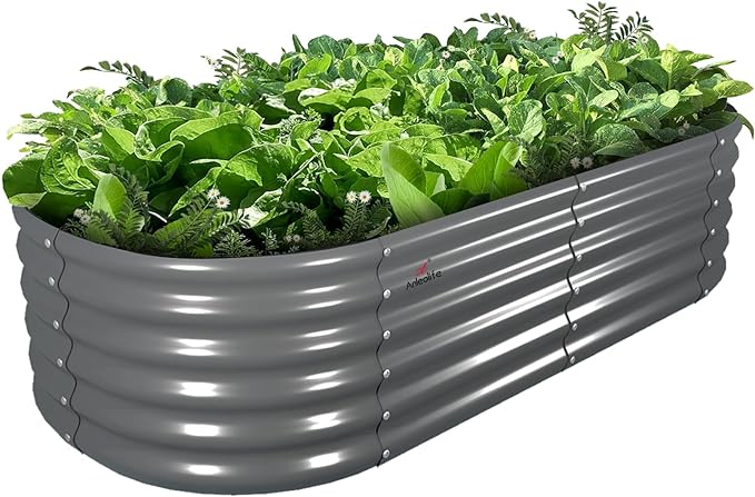 A ANLEOLIFE 6X2X1.5 ft Galvanized Raised Garden Beds Outdoor, Oval Round Metal by AAnleolife