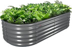 A ANLEOLIFE 6X2X1.5 ft Galvanized Raised Garden Beds Outdoor, Oval Round Metal by AAnleolife