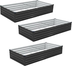 3 Pack 6x3x1FT Galvanized Raised Garden Bed Kit, Outdoor Metal Planter Box - Image 8