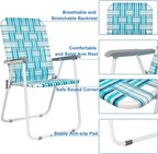 VINGLI Patio Lawn Webbed Folding Chairs Set of 4, Outdoor Beach Chair Portable - Image 5