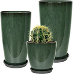 24/21/12 Inch Large Plastic Planter, Lightweight Ceramic-Look Tall Planters by Neoaider