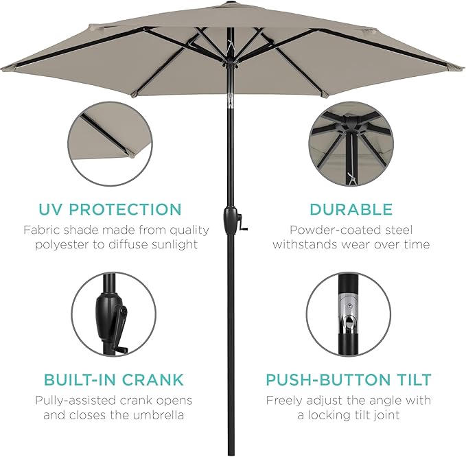Best Choice Products 7.5ft Heavy-Duty Round Outdoor Market Table Patio Umbrella - Image 5