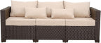 Outdoor Furniture Couch 3 Seater Sofa Outdoor Brown Wicker Sofa Deep Seat High - Image 7
