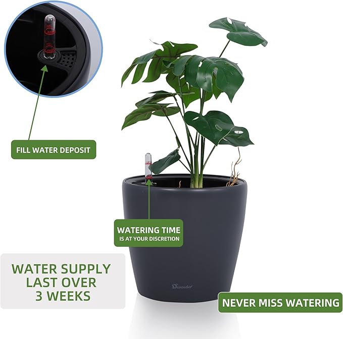 Dexceder 11x10 Inches Self Watering Planter Indoor Outdoor, Inner Pot Design - Image 5