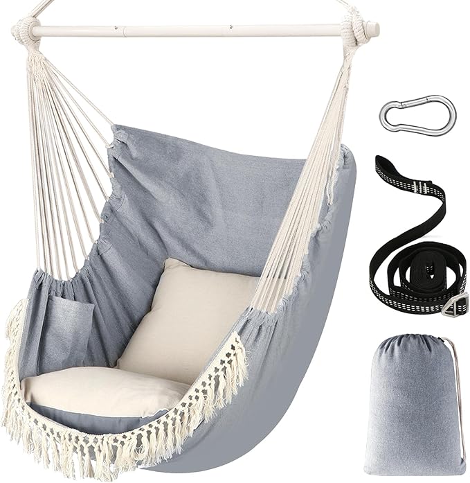 Chihee Hammock Chair Hanging Swing Max 500 Lbs 2 Cushions Included Metal by Chihee