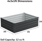 4x3x1 ft Galvanized Raised Garden Bed, Outdoor Planter Box Metal Patio Kit - Image 2