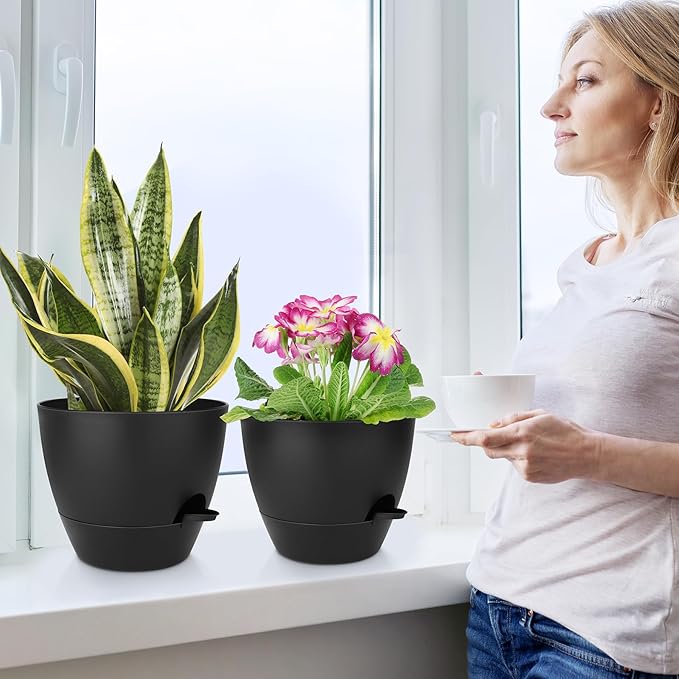 Plant Pots 12/10/9 Inch Self Watering Pots, Plastic Flower Pots, Nursery - Image 6