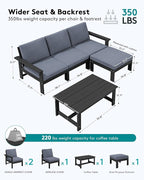 SERWALL Outdoor Sectional Sofa Set, 5-piece Outdoor Modula Couch Set - Image 2