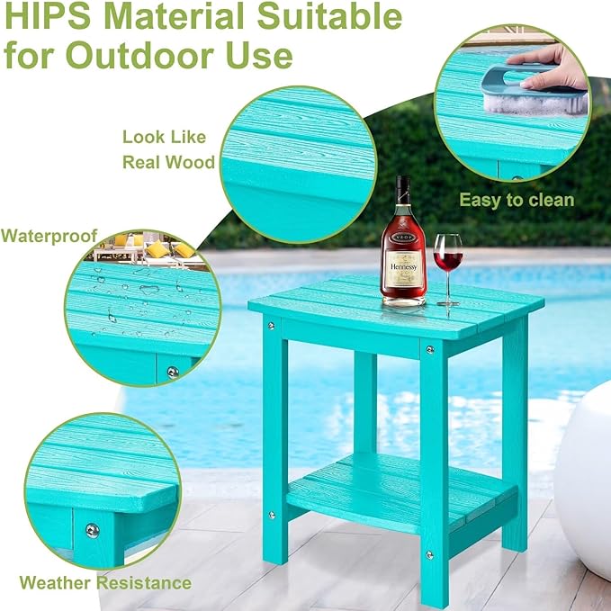 Y&M Outdoor Side Table, HIPS Adirondack Small Double Layer Table, Waterproof - Image 7
