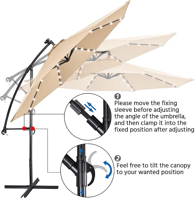 Yaheetech 10FT Solar Offset Umbrella - Image 4