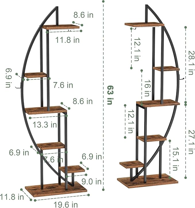 Plant Stand Indoor with Grow Lights, 6 Tiered Tall Plant Shelf, Half-Moon Plant - Image 6