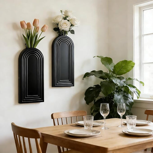 2 Pack Wooden Wall Vase Set, Boho Hanging Planter - Image 2