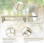 Outdoor Garden Bench, 3-Person Wood Patio Bench Weatherproof Outdoor Backless - Image 3