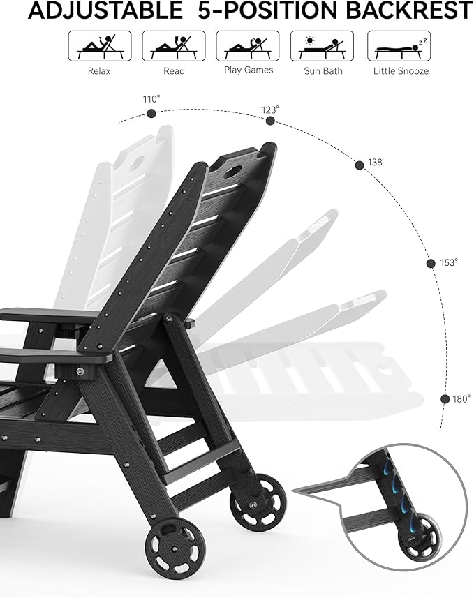Carauci Lounge Chair Outdoor, HDPE Chaise Lounge - Image 5