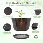 Quarut 16 Inch Brown Classic Plastic Whiskey Barrel Planters Set of 4 - Image 2