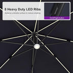 PURPLE LEAF 10 Feet Patio Umbrella Outdoor Cantilever Solar Powered LED Swivel - Image 5