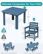 SERWALL Outdoor Dining Set for 4, HDPE Square Table and Chairs Set All Weather - Image 2