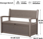 80 Gallon Outdoor Storage Bench Deck Box Waterproof Lockable, Outdoor Storage - Image 6