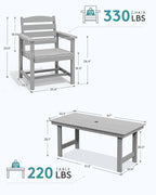 SERWALL Patio Dining Table Sets 5-Piece, Outdoor HDPE Dining Furniture Set - Image 2