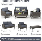 Jing's Villa 4-Piece Outdoor Sectional Sofa Set, All-Weather Wicker Patio - Image 2